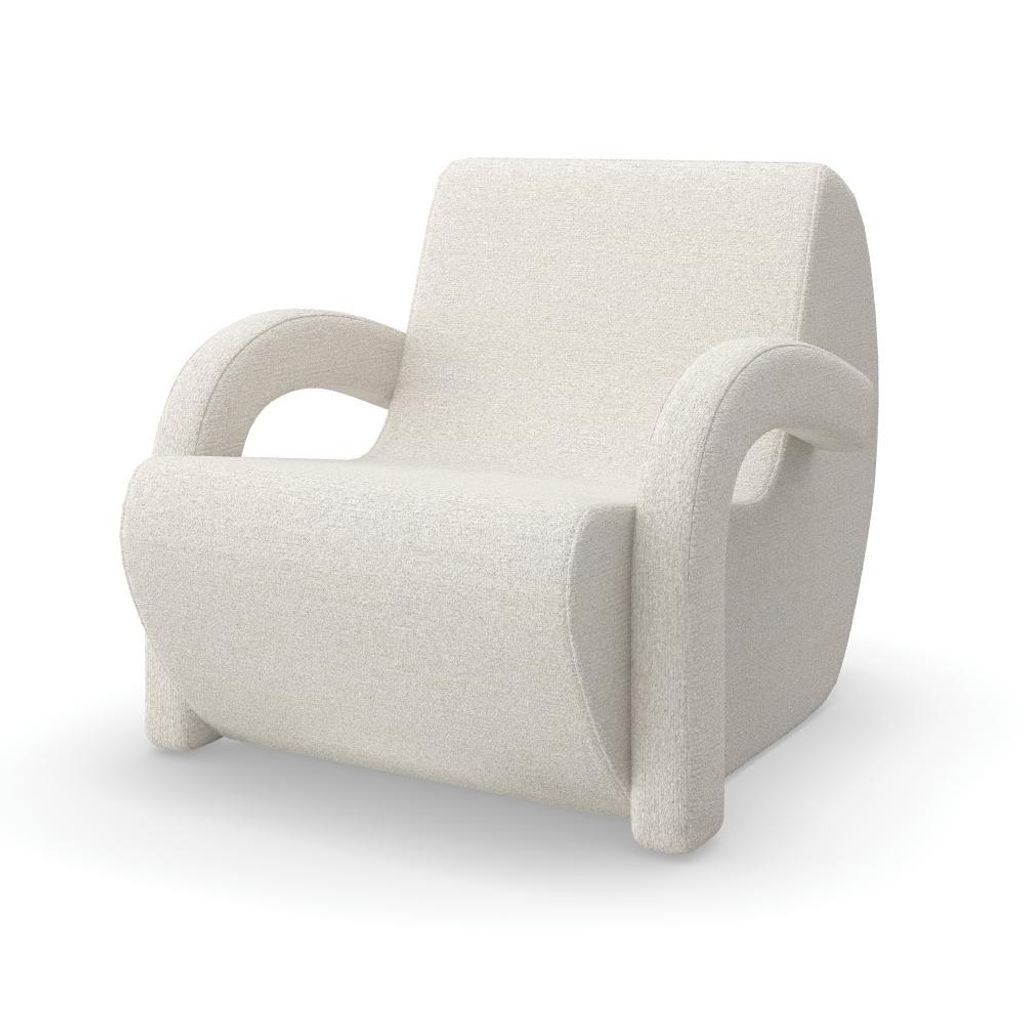 Preview image for Modern Sculptural Curved White Boucle Fully Upholstered Accent Chair