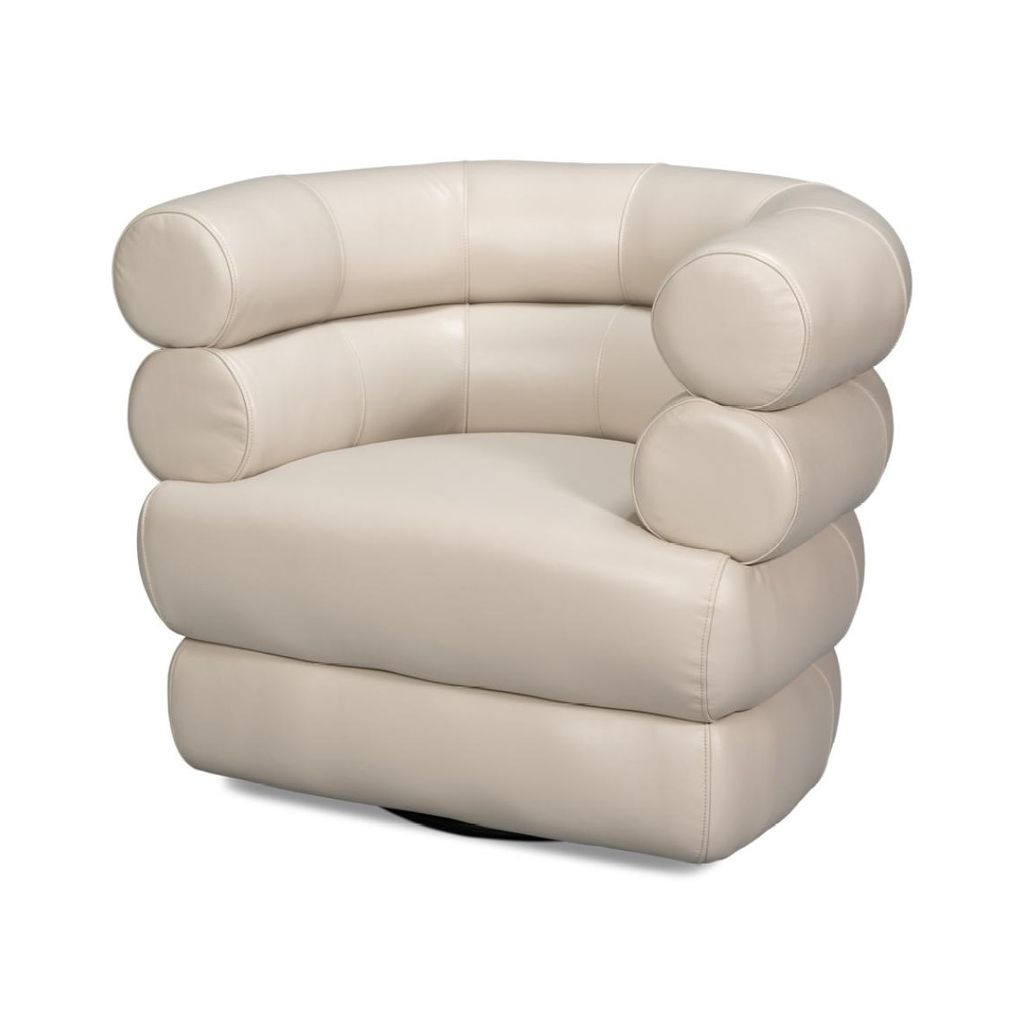 Preview image for Modern Bolster Back White Leather Fully Upholstered Swivel Accent Chair