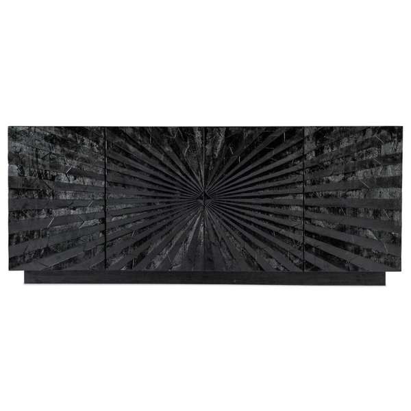 Black Solid Mango Wood Media Console Sideboard Storage Cabinet 78 inch