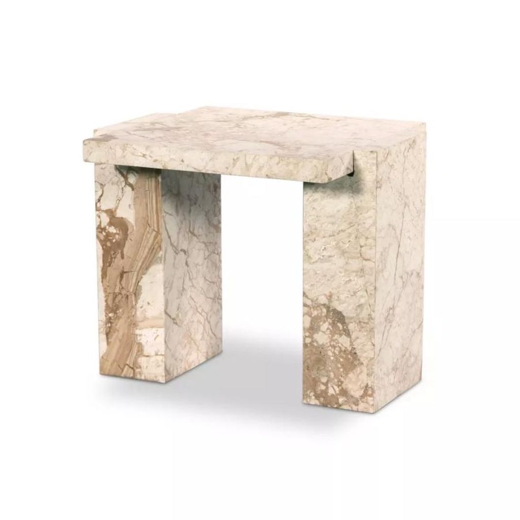 Preview image for Desert Taupe Marble Rectangle Accent End Table 24 inch