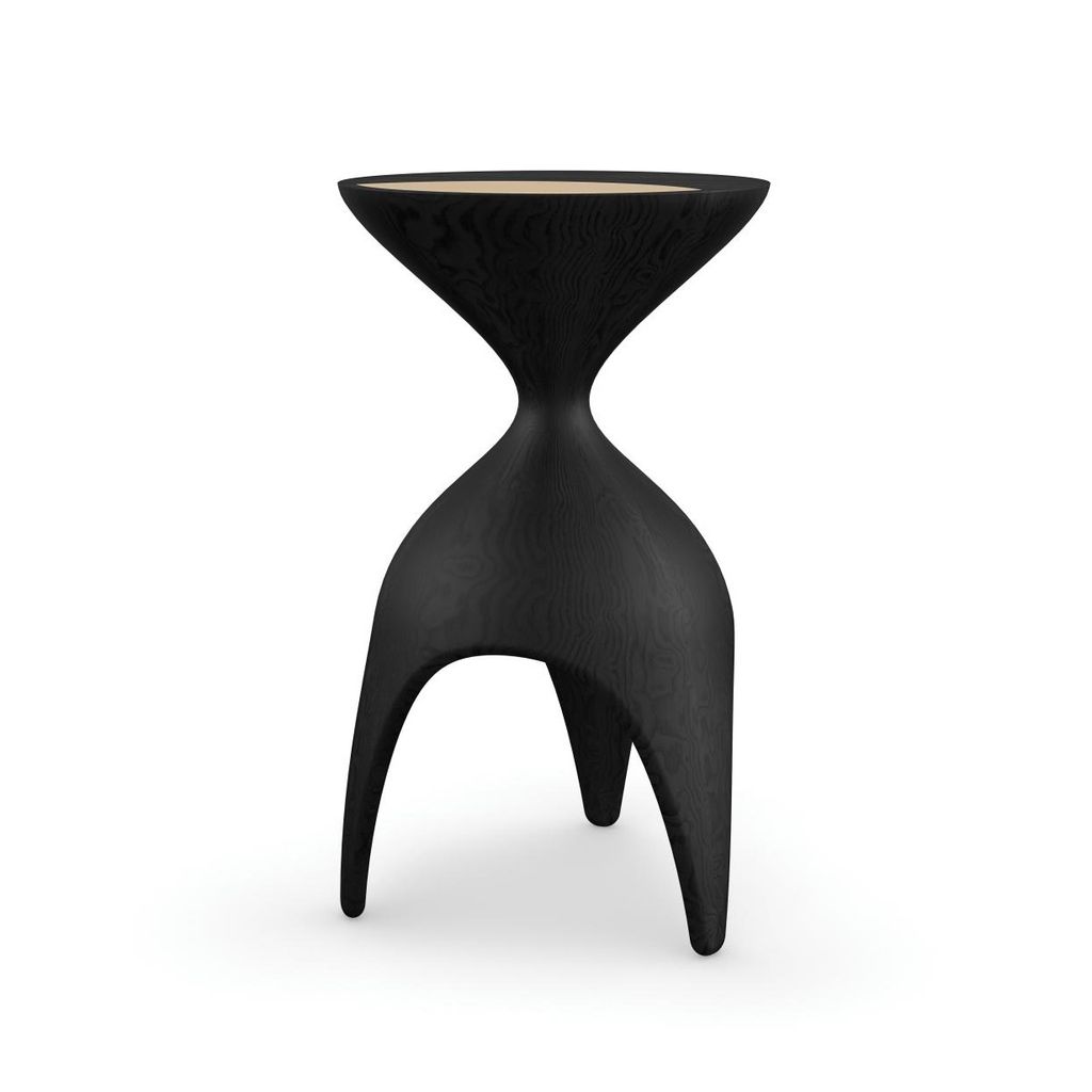Preview image for Sculptural Charcoal Black & Gold Metal Round Drink Accent Table 12 inch
