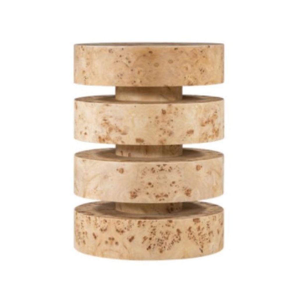 Preview image for Stacked Circles Toasted Burl Wood Round Side Accent Table 17 inch