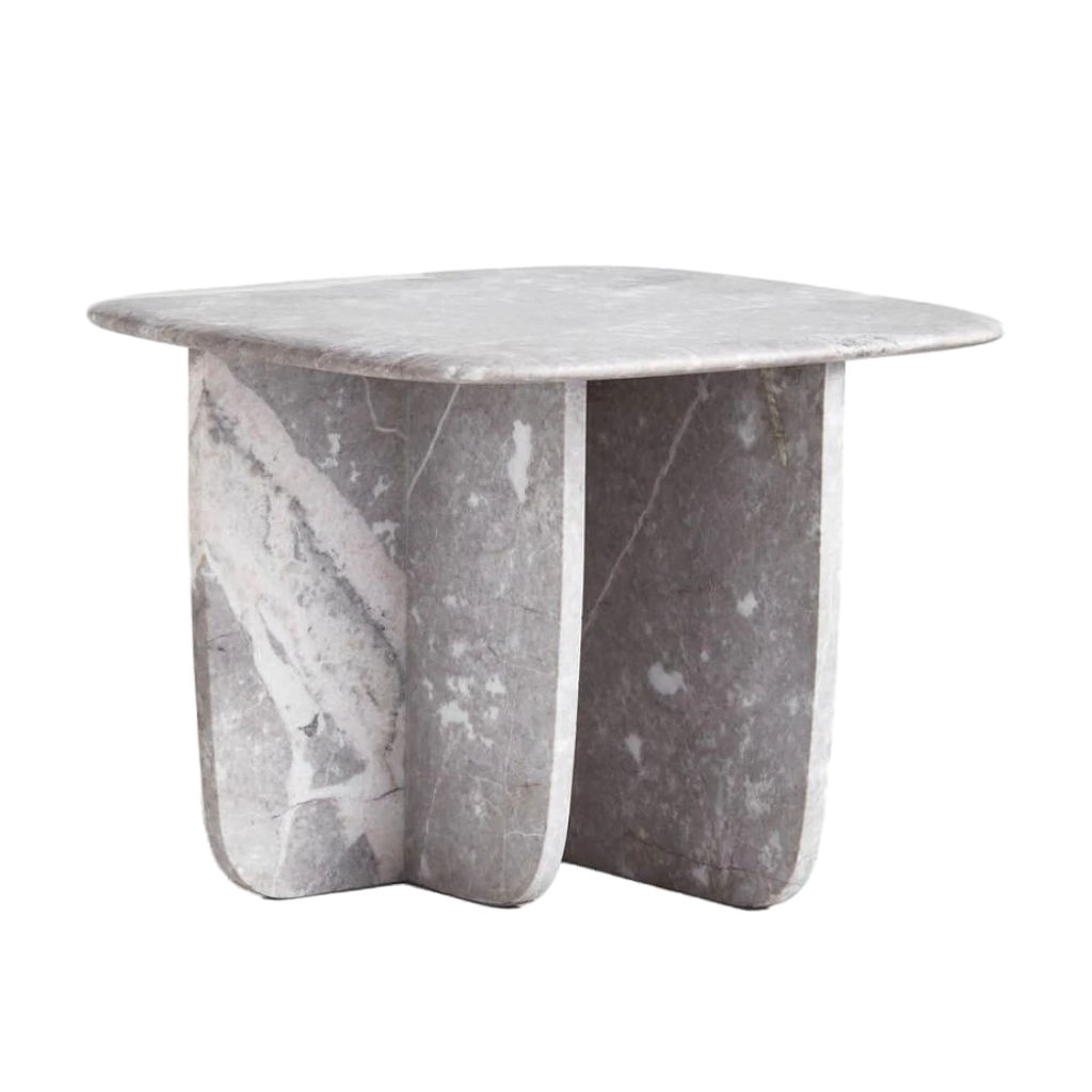 Preview image for Grey Emperador Honed Solid Marble Asymmetric Accent Side Table 22 inch