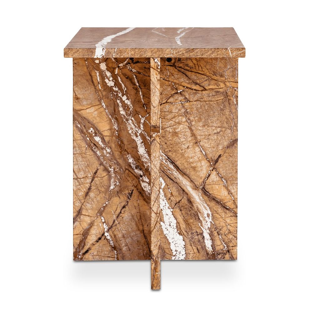 Preview image for Gold & Brown Golden Forest Solid Marble Square Accent Table 14 inch
