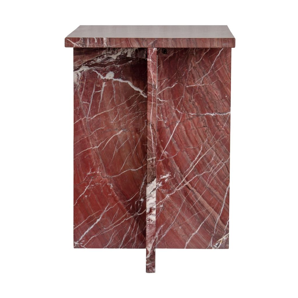 Preview image for Rust Brown Rosso Levanto Solid Marble Square Accent Table 14 inch