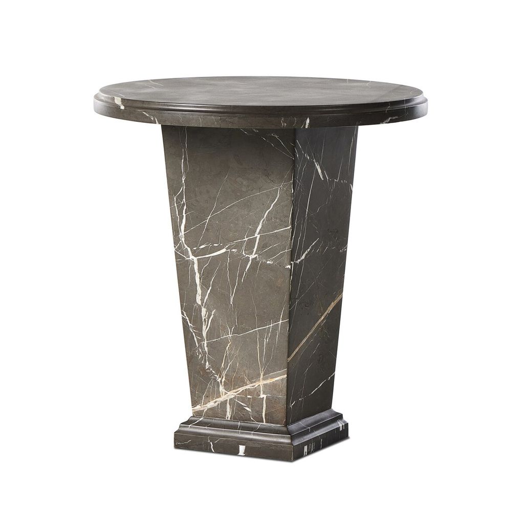 Preview image for Grey Italian Marble Round Pedestal Accent Table 22 inch
