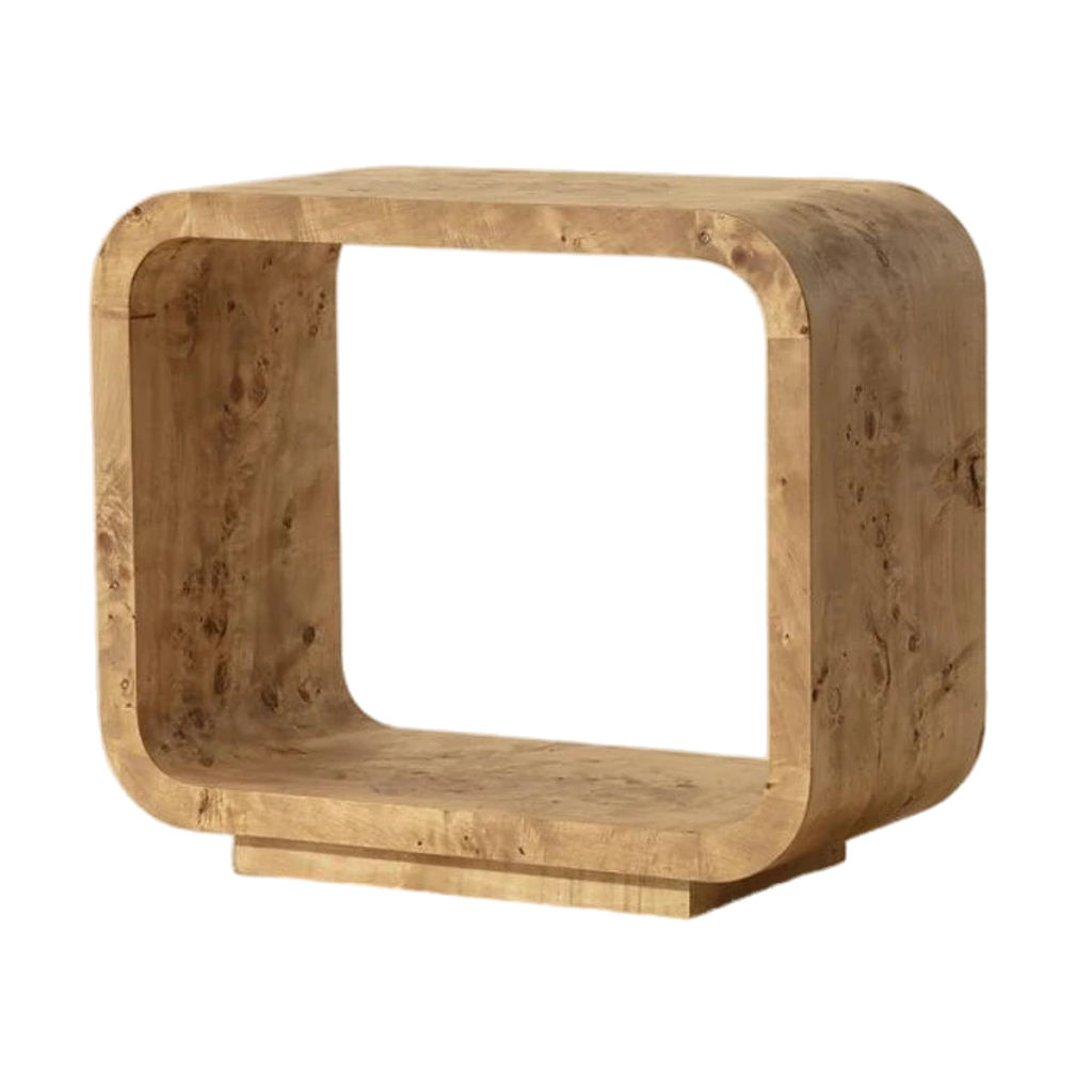 Preview image for Curved Natural Burl Wood Waterfall Rectangle Side Table 28 inch