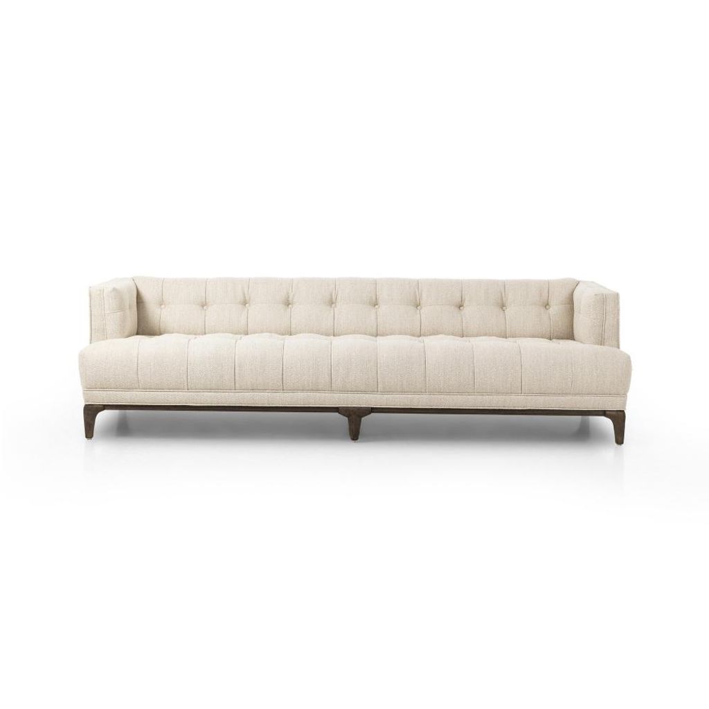 Preview image for Neutral Taupe Performance Fabric Tufted Tight Back Square Arm Sofa 91 inch