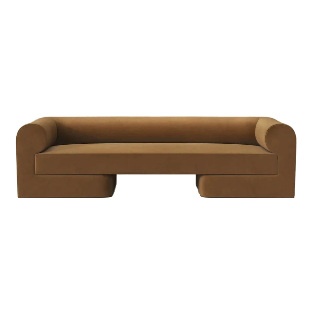 Preview image for Modern Inverse Roll Arm Gold Velvet Fully Upholstered Sofa 98 inch