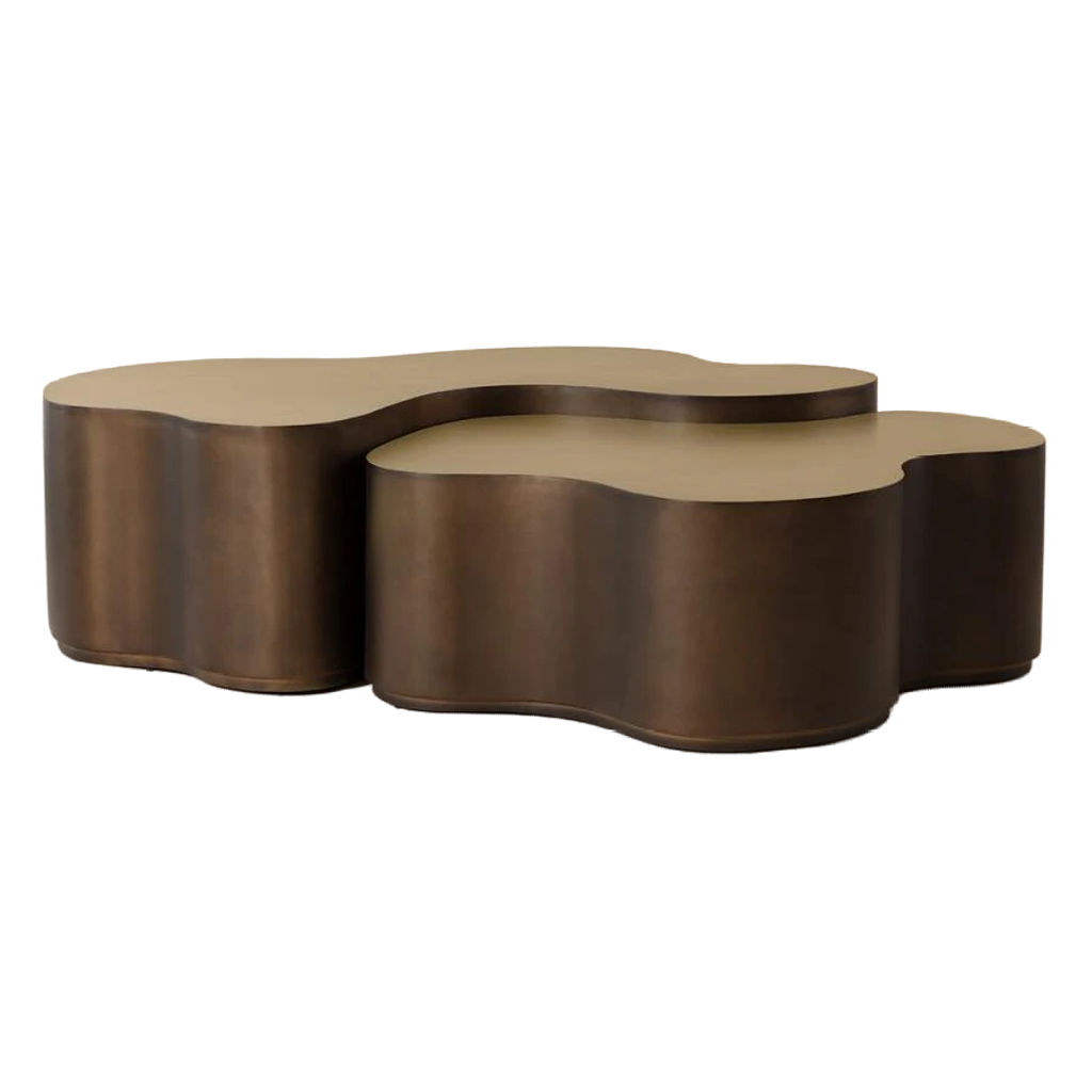 Preview image for Antique Bronze Metal Amorphous Freeform Nesting Coffee Tables (Set of 2)