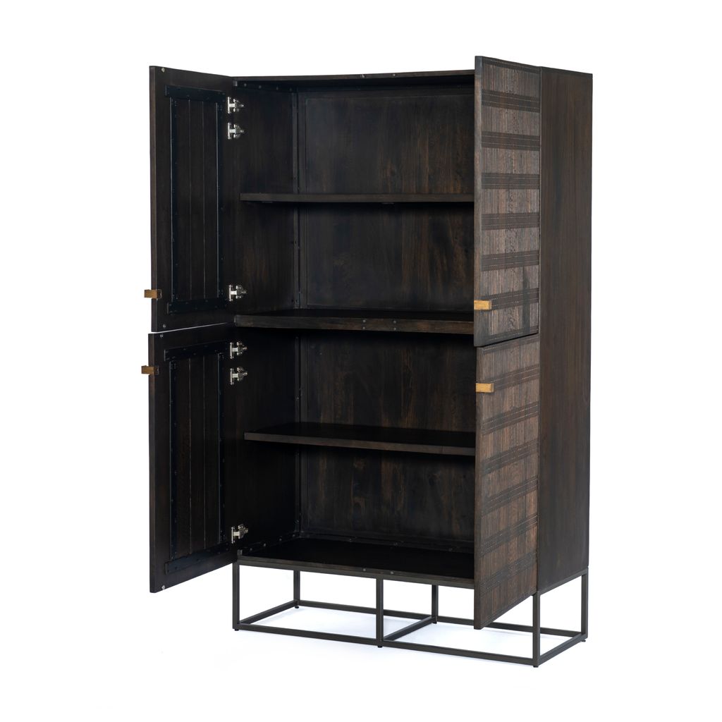 Kelby Cabinet - Carved Vintage Brown