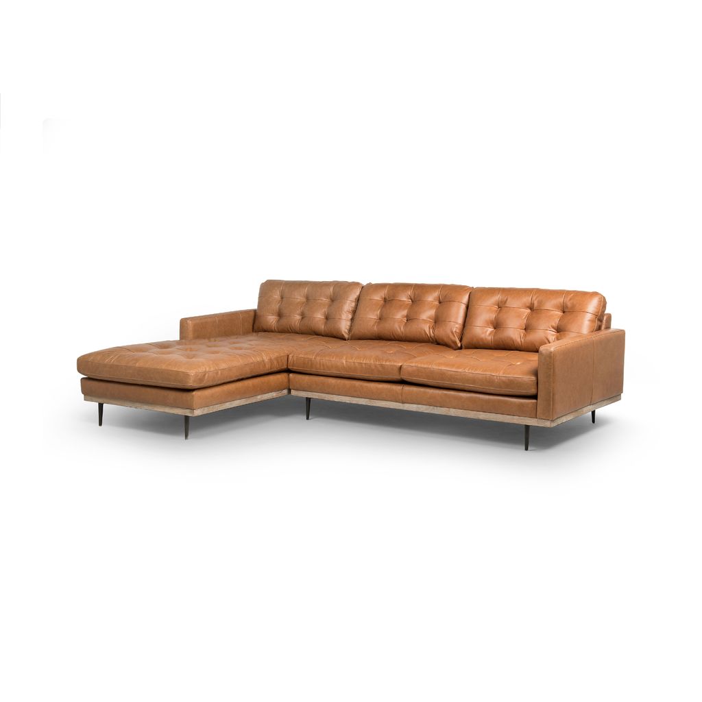 Preview image for Mid-Century 2-Piece Sectional, Brown Top-Grain Leather