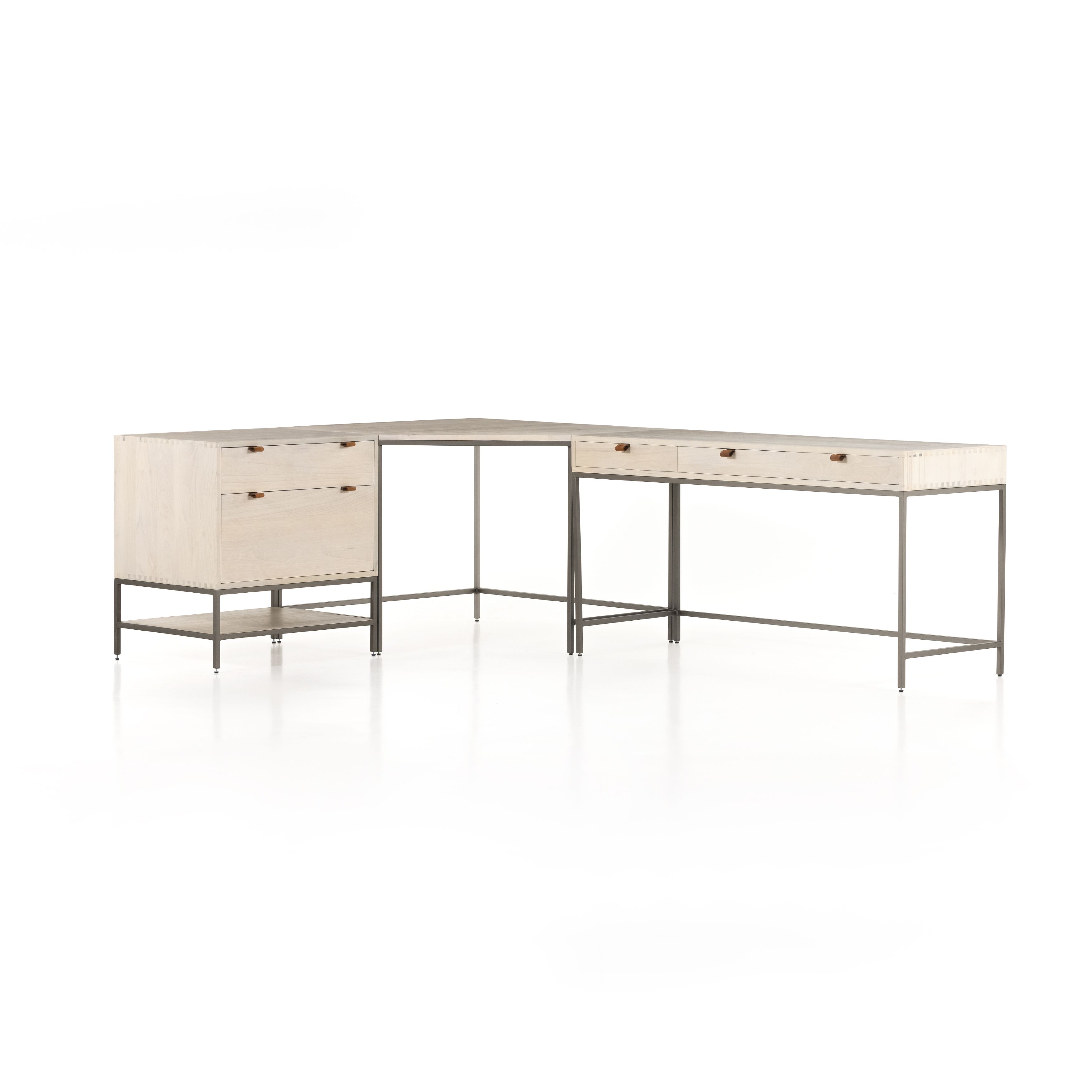 Preview image for Trey Desk With Filing Cabinet, Dove Poplar
