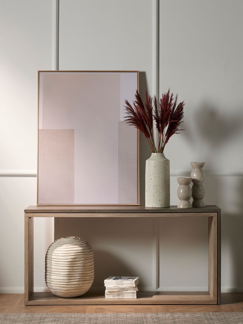 Thick-cut Oak Console Table, Dark Grey Concrete