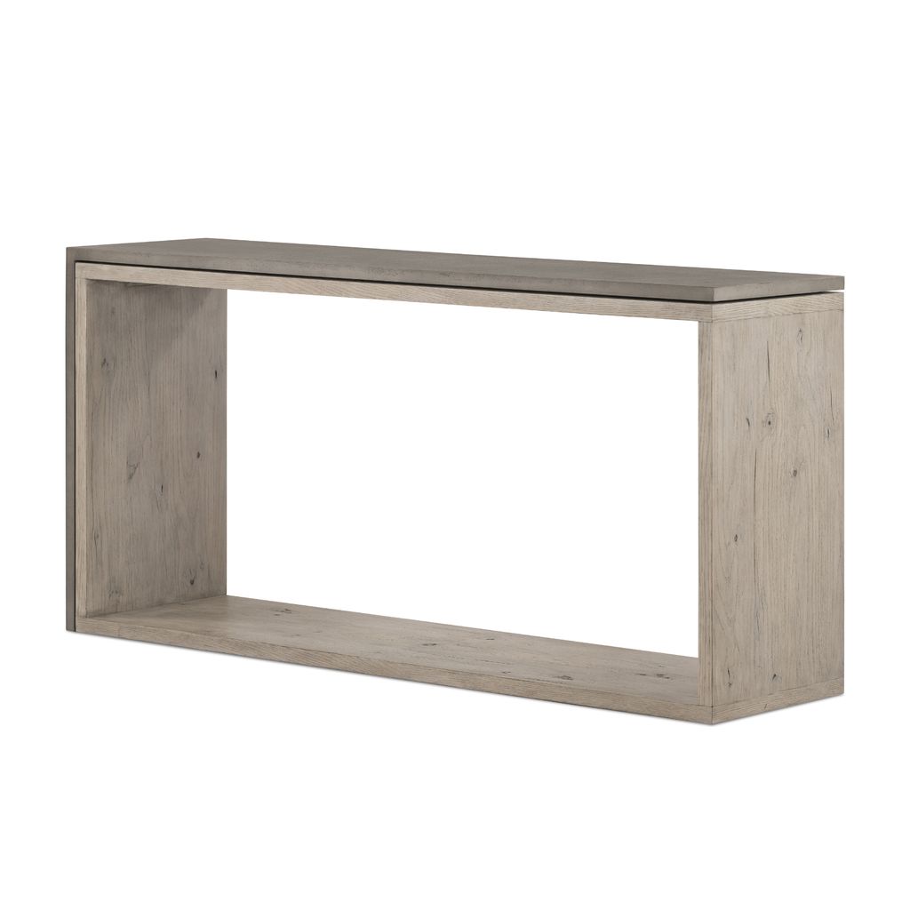 Thick-cut Oak Console Table, Dark Grey Concrete