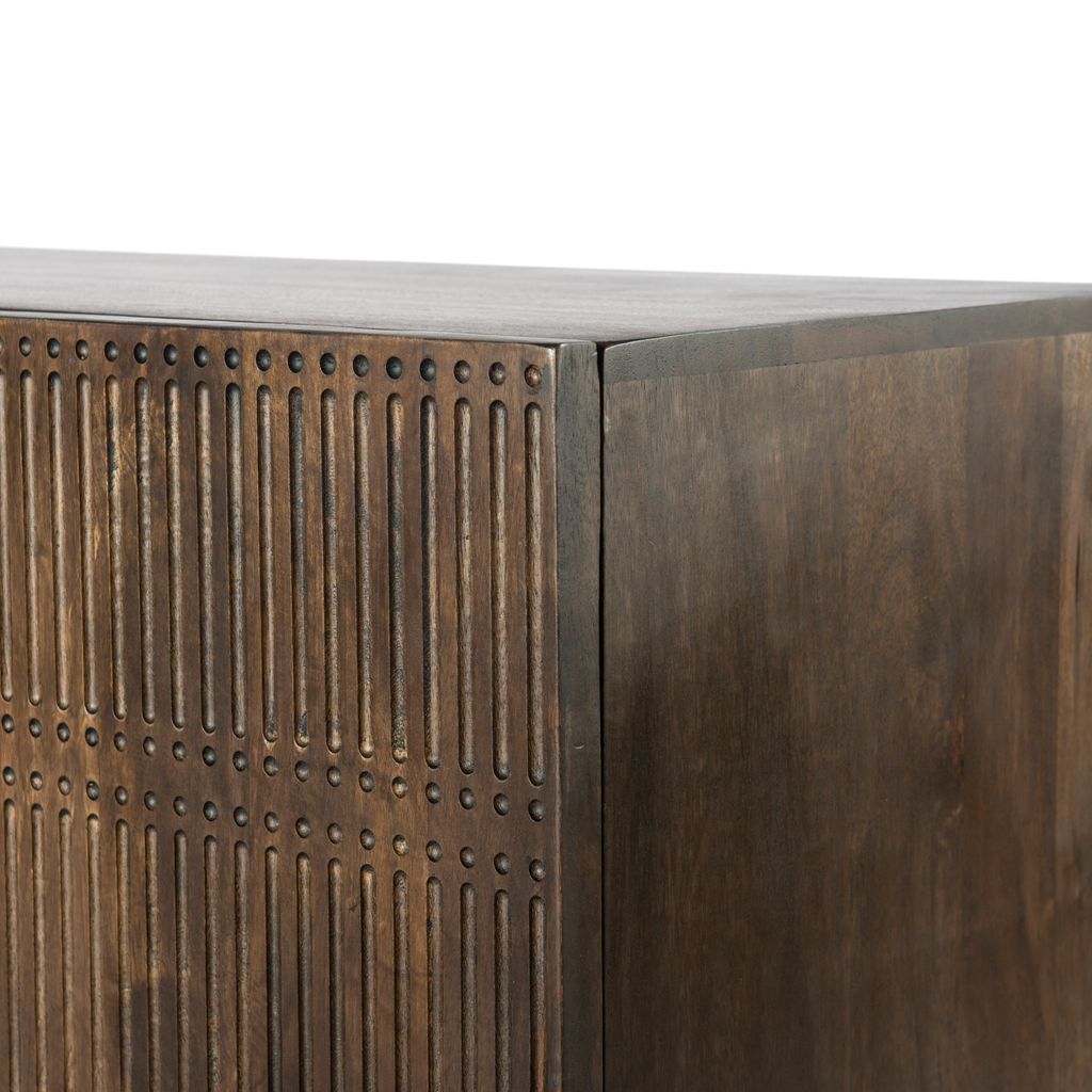 Media Console Carved Vintage Brown