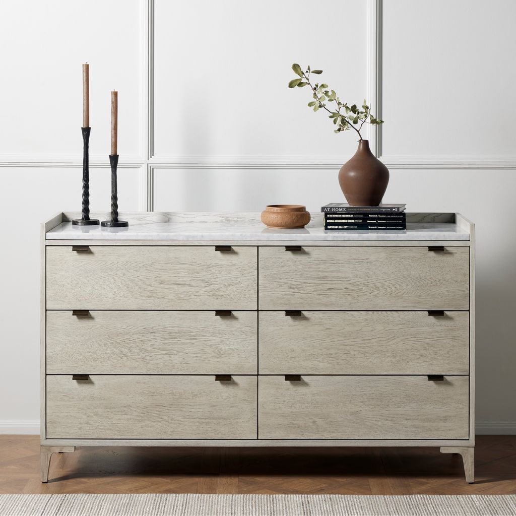 Viggo 6 Drawer Dresser Vintage White Oak