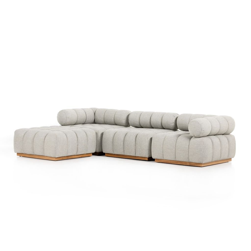 Roma Outdoor 3 Piece Sectional with Ottoman Ash