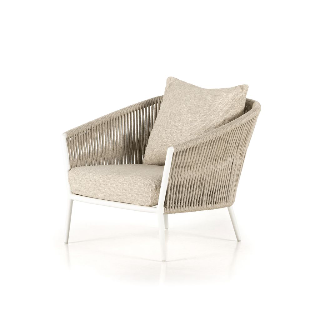 Preview image for Porto Outdoor Chair Ivory Rope Faye Sand White Aluminum