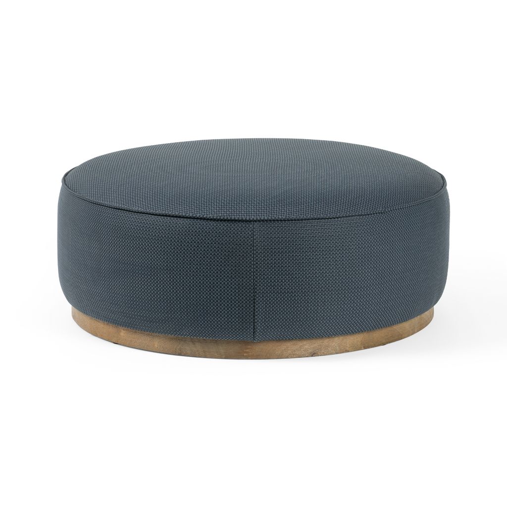 Sinclair Large Round Ottoman, Fresno Cobalt