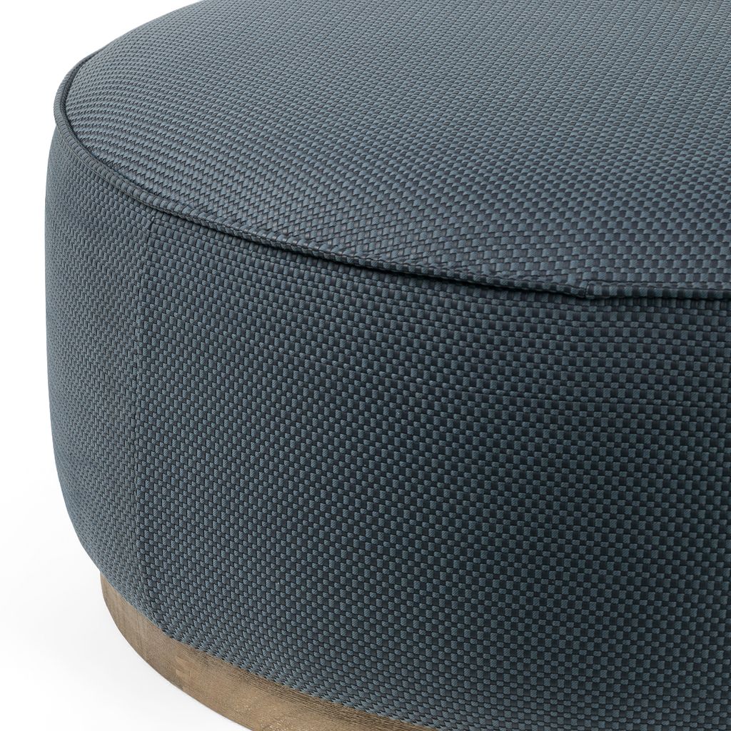 Sinclair Large Round Ottoman, Fresno Cobalt