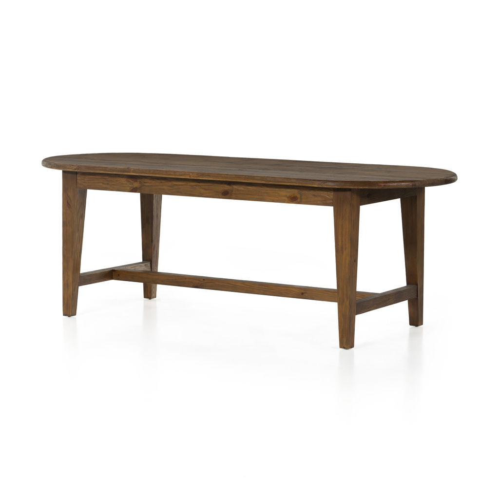 Preview image for Modern Farmhouse Warm Honey Brown Solid Pine Wood Oval Dining Table 87 inch