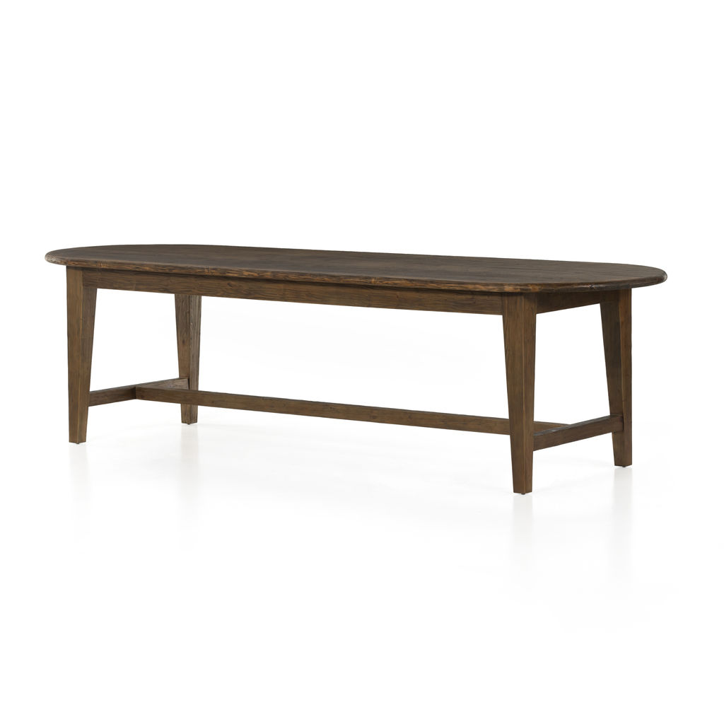 Preview image for Modern Farmhouse Warm Honey Brown Solid Pine Wood Oval Dining Table 110 inch