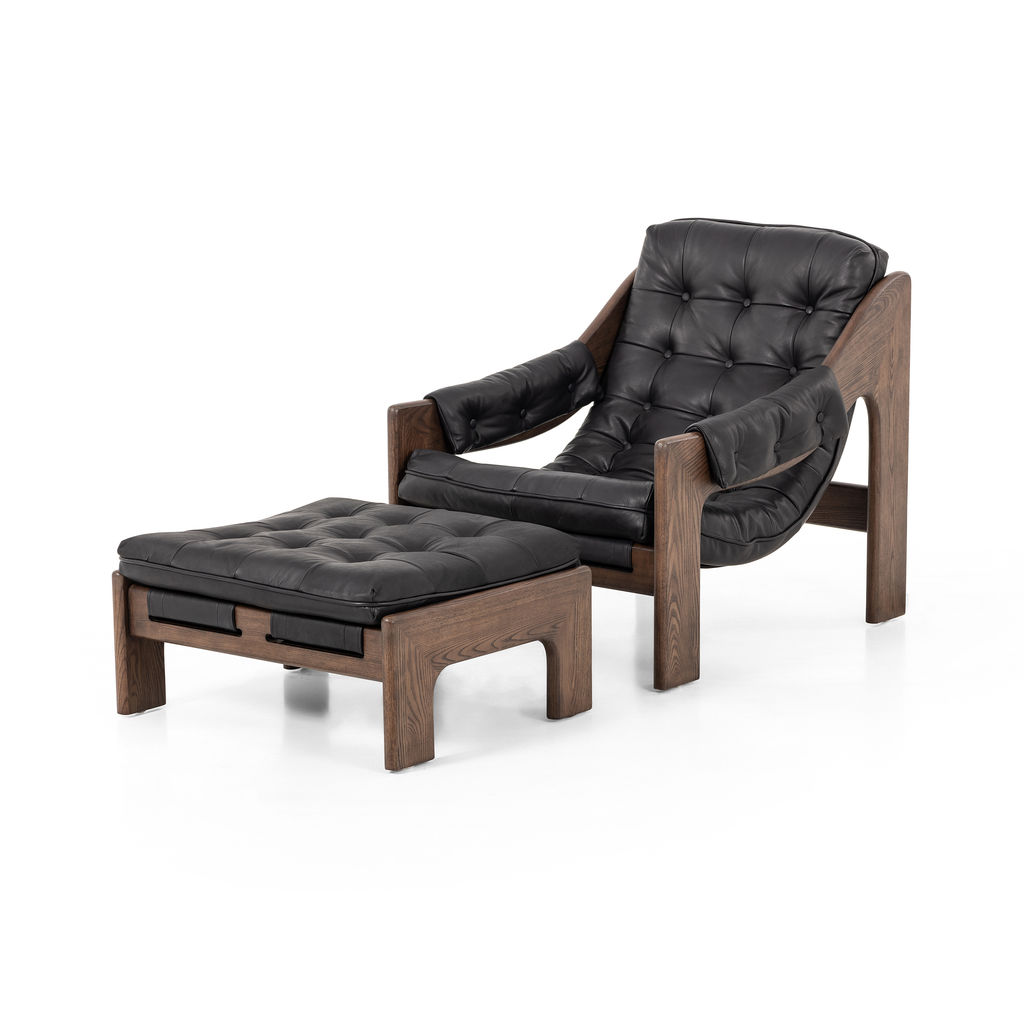 Halston Chair W/ Ottoman, Heirloom Black