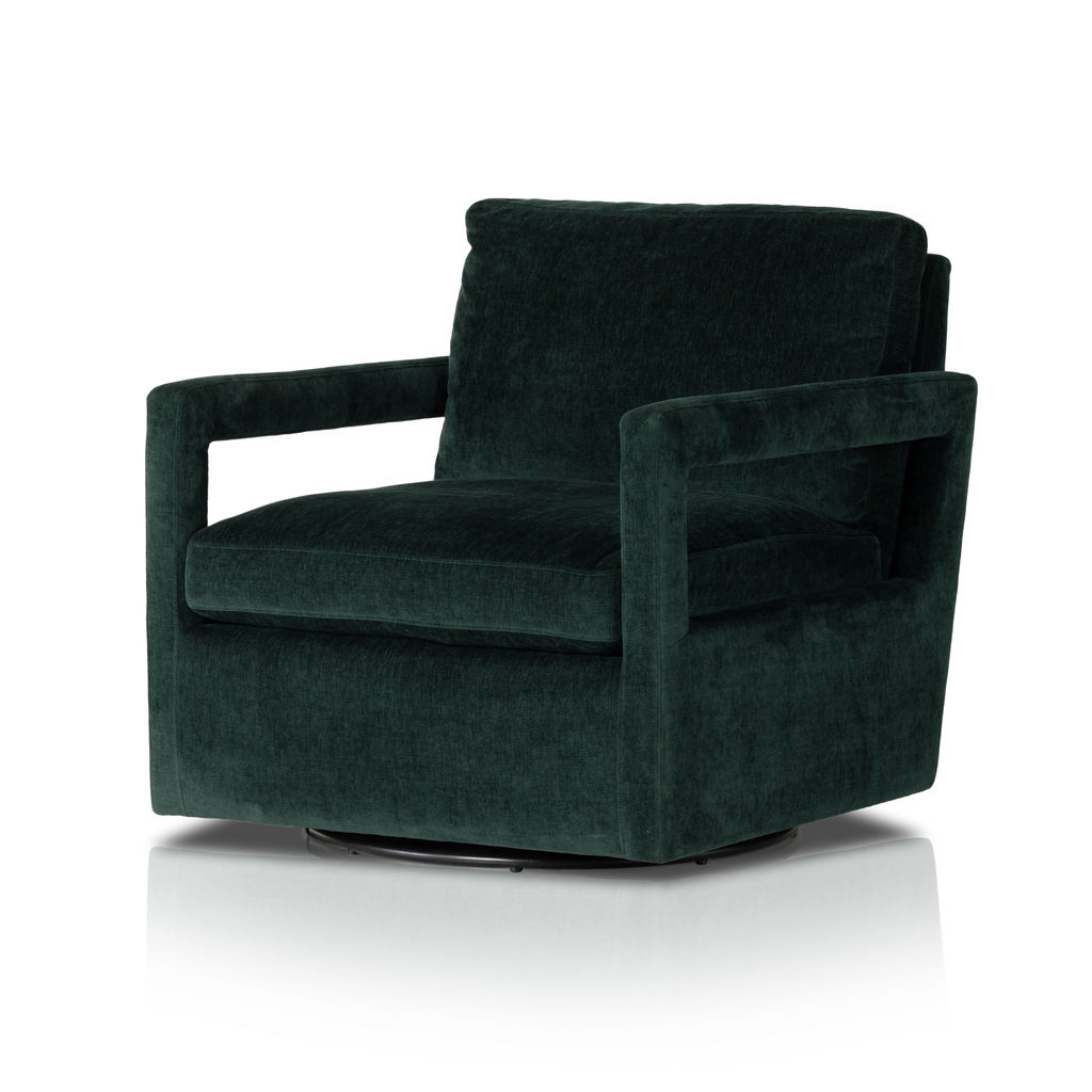 Preview image for Olson Swivel Chair, Emerald Worn Velvet