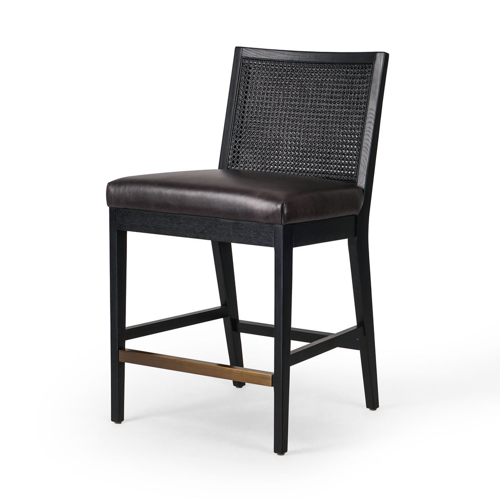 Preview image for Antonia Cane Armless Counter Stool In Sonoma Black Cover, Brushed Ebony