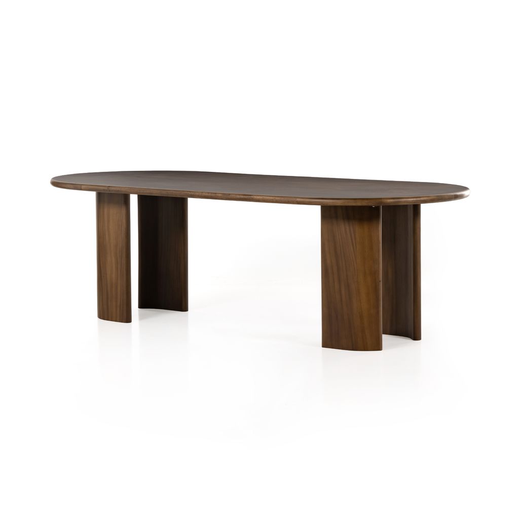 Preview image for Arched Legs Oval Dining Table Caramel Brown Guanacaste Wood 98 inch