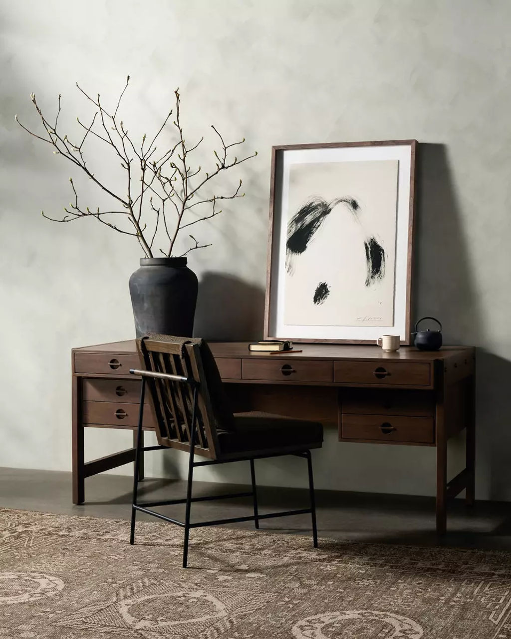 Oakley Desk, Dark Toasted Oak Veneer