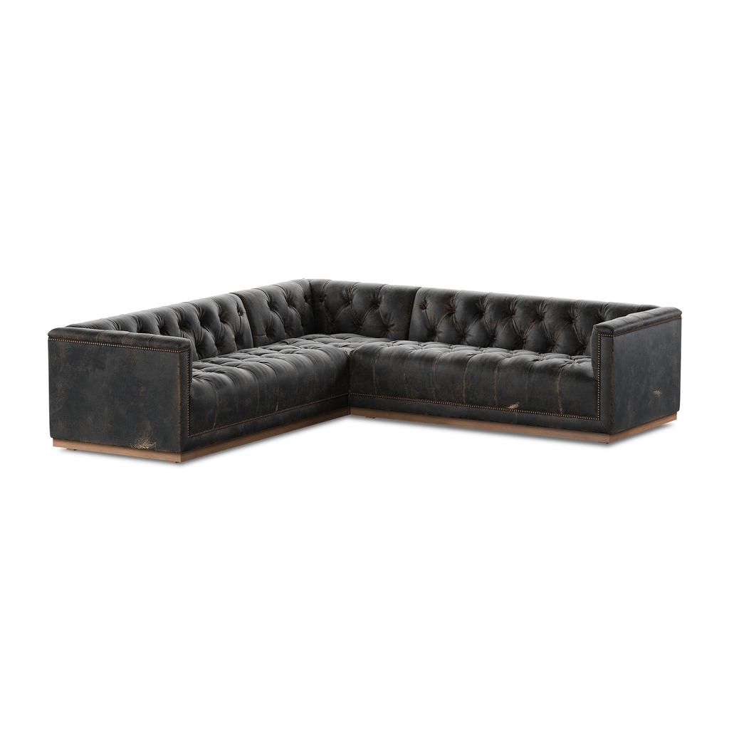 Maxx 3 Pc Sectional 101", Destroyed Black Cover
