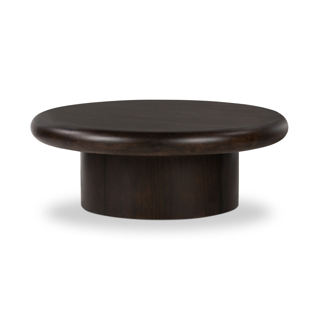Preview image for Pedestal Base Round Coffee Table Parawood Charcoal Black Finish 42 inch