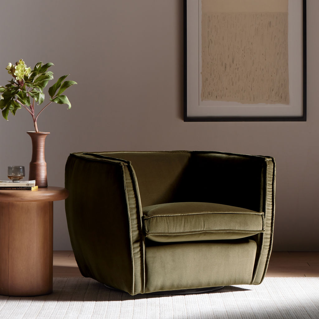 Rashi Swivel Chair, Surrey Olive