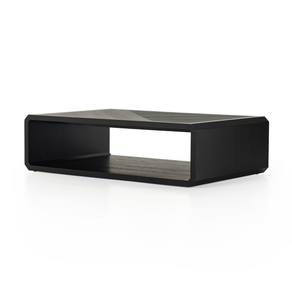 Preview image for Slatted Top Rectangle Coffee Table Black Ash 55 inch