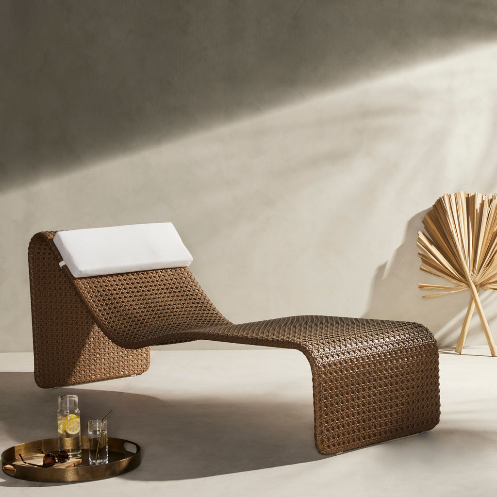 Paige Outdoor Woven Chaise, Natural Woven
