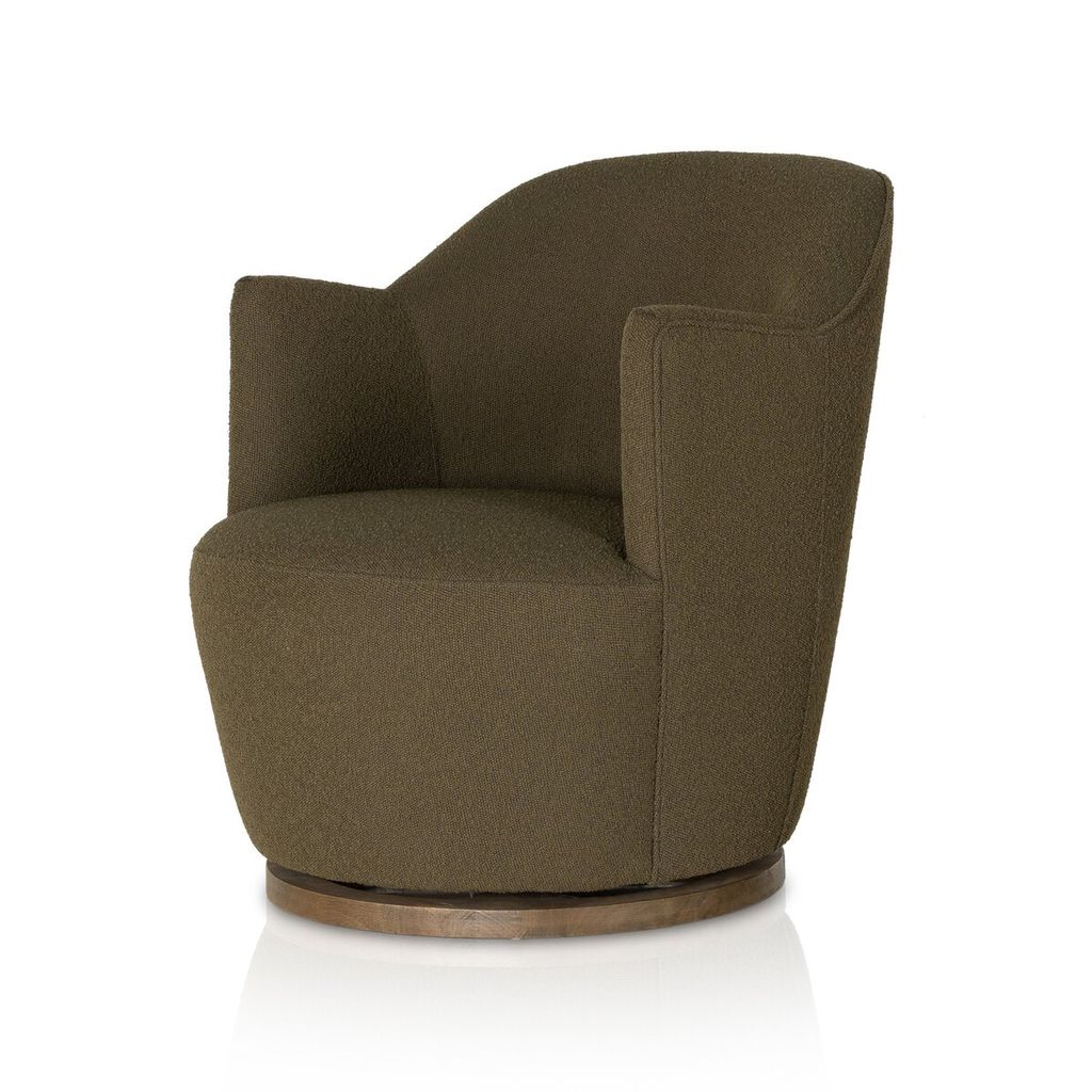 Aurora Swivel Chair, Fiqa Boucle Olive