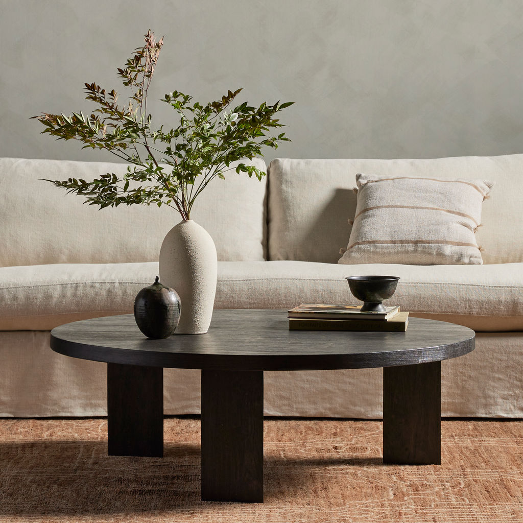 Mesa Round Coffee Table 48", Ebony Parawood