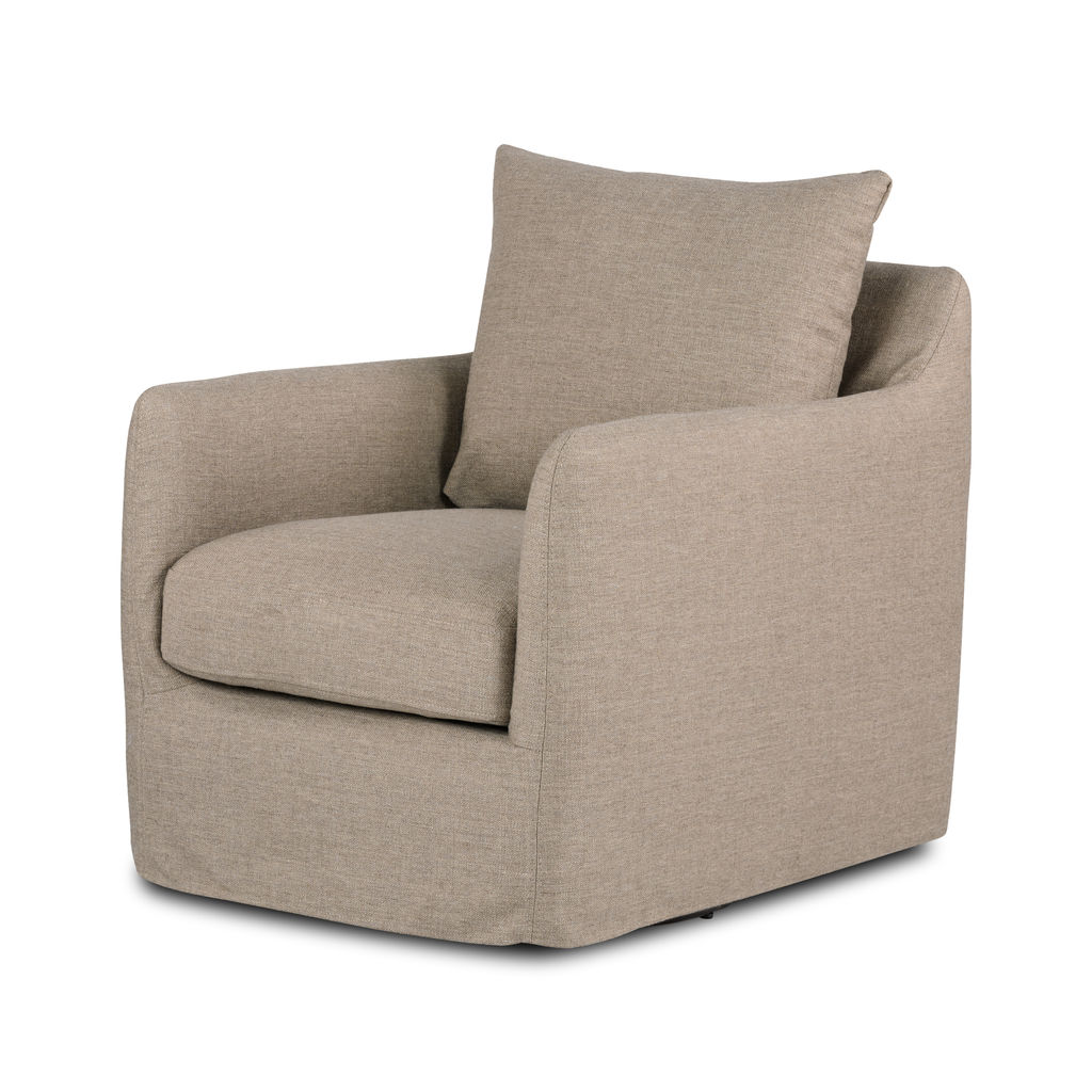 Preview image for Banks Slipcover Swivel Chair, Alcala Taupe Cover