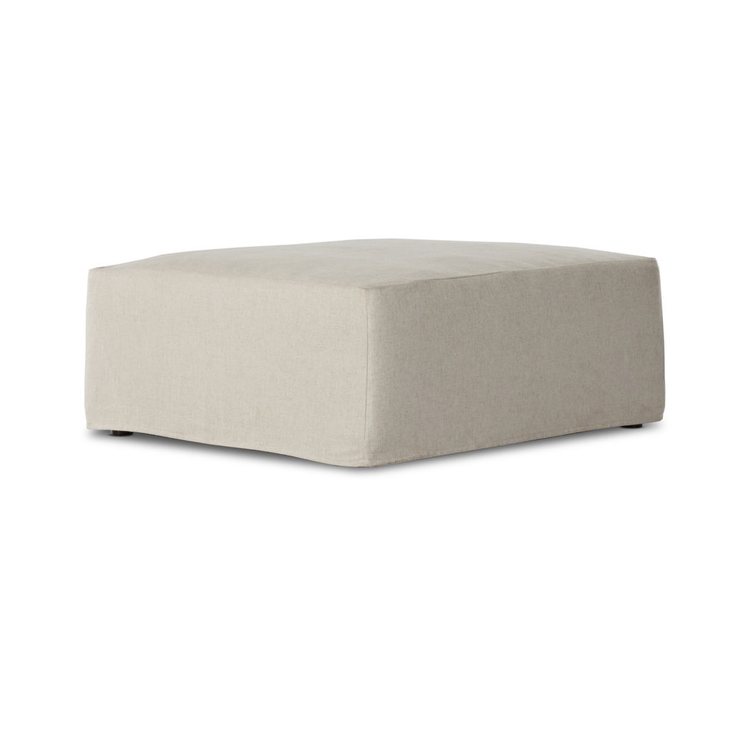 Delray Slipcover Ottoman, Evere Creme