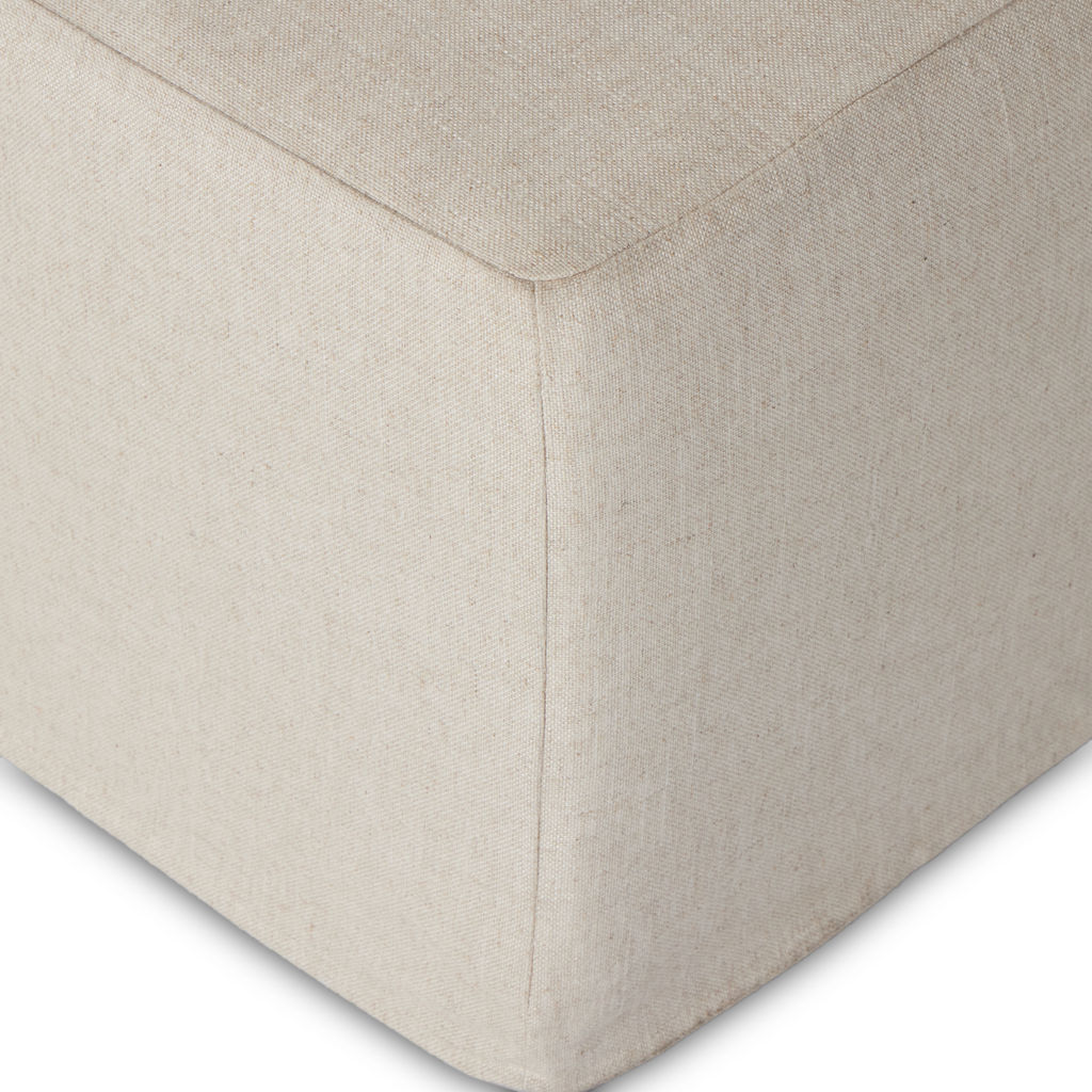 Delray Slipcover Ottoman, Evere Creme