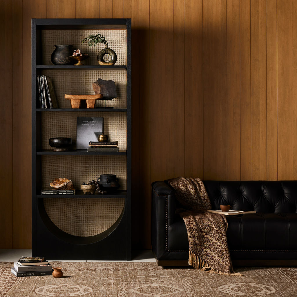 Higgs Bookcase, Brushed Ebony Oak Veneer