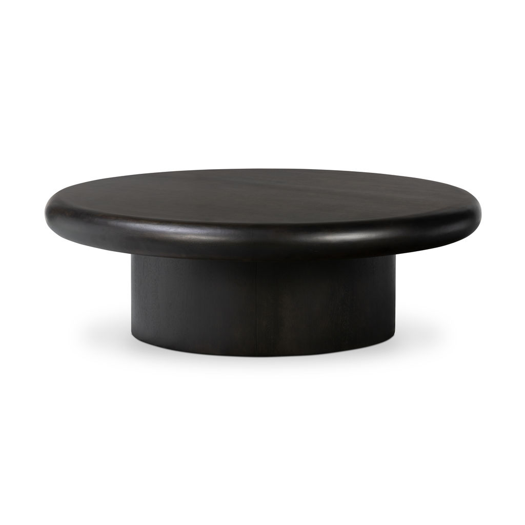 Preview image for Round Pedestal Coffee Table Parawood Charcoal Black Finish 48 inch