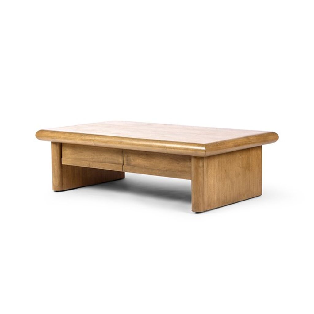 Preview image for Modern Four Drawer Rectangle Coffee Table Solid Weathered Parawood 55 inch
