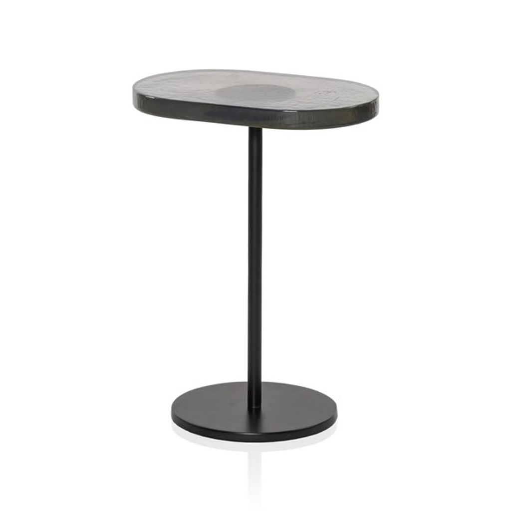 Vinia End Table-Light Blue Cast Glass