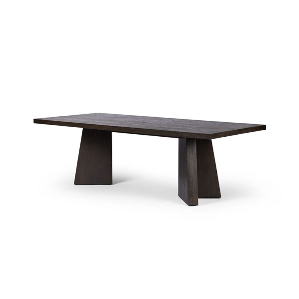 Preview image for Angled Legs Rectangle Oak Wood Dining Table with Espresso Finish 96 inch