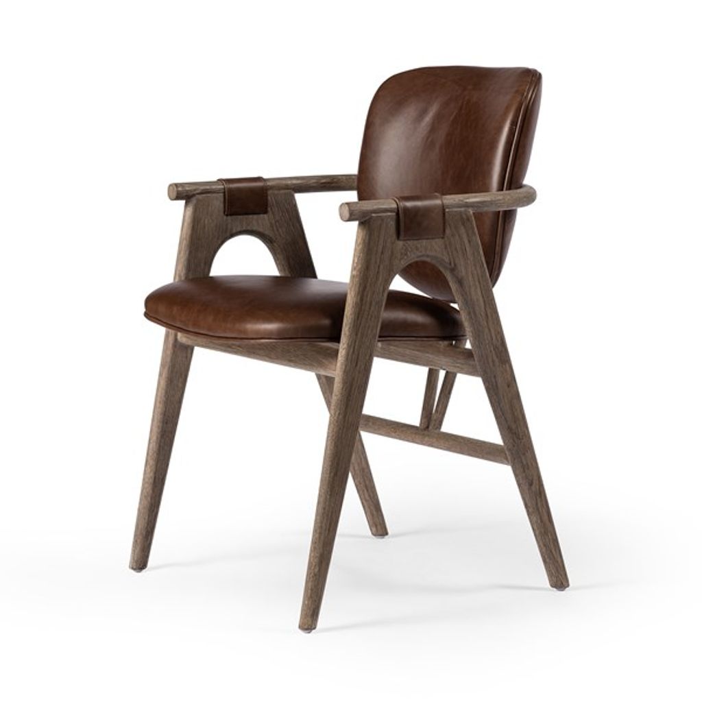 Preview image for Danish Midcentury Style Dining Armchair Brown Leather & Wood Frame