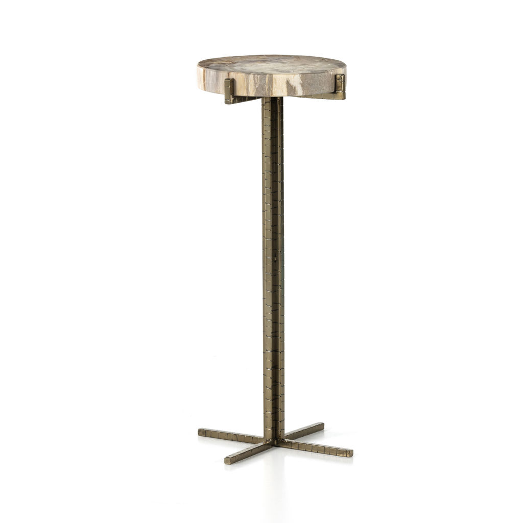 Jonty Round End Table, Light Petrified Wood