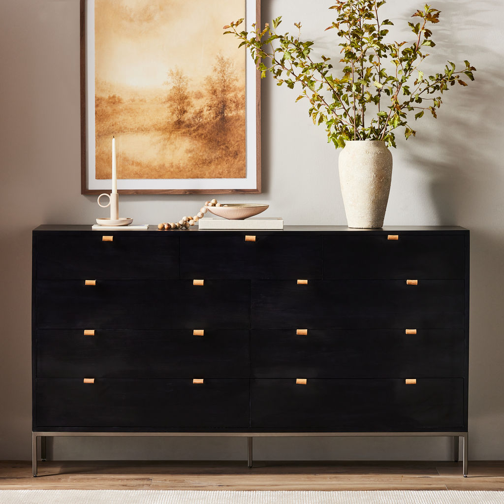Trey 9 Drawer Dresser, Black Wash Poplar